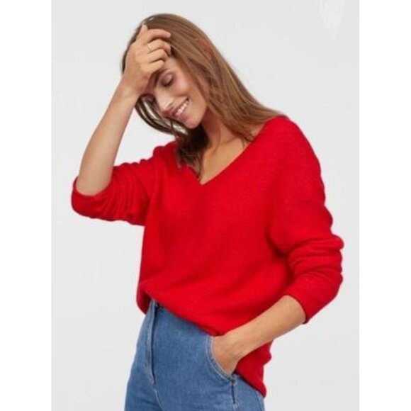 Neiman Marcus The Cashmere Collection Sweater Red V-neck Pullover Size XS - Picture 1 of 11